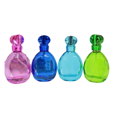 perfume bottle cheap recycled glass bottles black blue red pink green cap plastic and metal roll frog