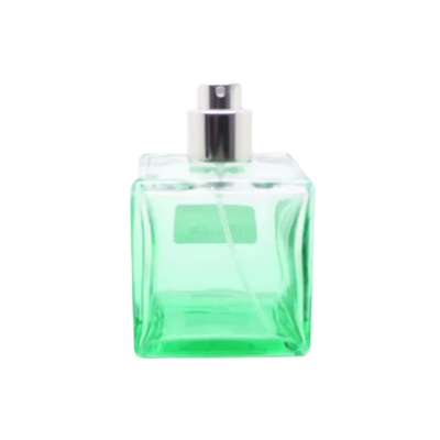 Silver Spray Custom Glass Perfume Bottles , 100ml Glass Perfume Bottle Green Cap