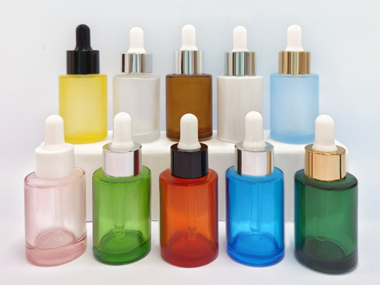 30ml Glass Frosted Dropper Bottle Cylindrical Essence Cosmetic Flat Shoulder Essential Oil