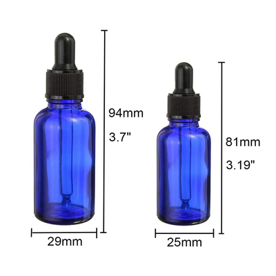 Blue Amber Empty Glass Bottle With Dropper 10ml 20ml Boston Refillable With Screw Cap