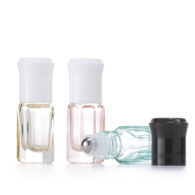 Octagonal Small Massage Roller Bottles Steel Ball Essential Oil Bottle Vials Glass Perfume