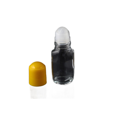 Transparent Glass Essential Oil Roller Bottles 50ml With Yellow PP Plastic Cap