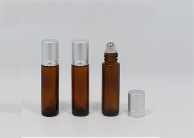 Amber Empty Roll On Perfume Bottles , 10ml Glass Perfume Roller Bottles