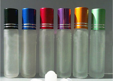 Blue Color Small Glass Roll On Aromatherapy Bottles Round Shape Frosted Surface