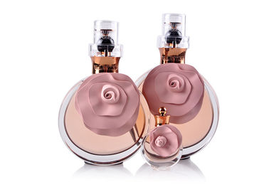 OEM / ODM Custom Glass Perfume Bottles 30ml Portable Flower Pink Style