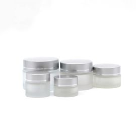 Airless Glass Beauty Cream Jars Aluminium / Plastic Cap 25-65mm Height