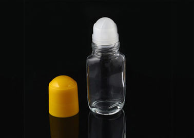 Transparent Glass Rollerball Perfume Container 50ml Yellow Pp Plastic Cap