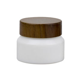 Natural 1oz 30ml Cosmetic Cream Glass Jar Matte White Glass Clay Mask Jar With Wooden Lid