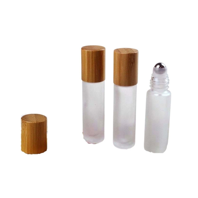 Bamboo Cap 3ml 5ml 10ml Frosted Glass Rollerball Perfume Bottles With Stainless Roller Ball