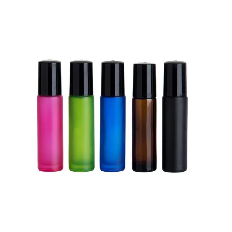 Frosted Essential Oil Glass Bottles 5ml 7ml 8ml 10ml With Plastic Roller Ball
