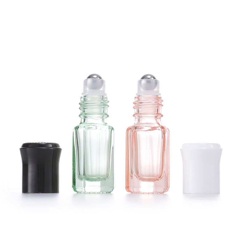 Colorful Octagonal Glass Roller Bottles Mini Essential Oil Massage Roll On Bottle