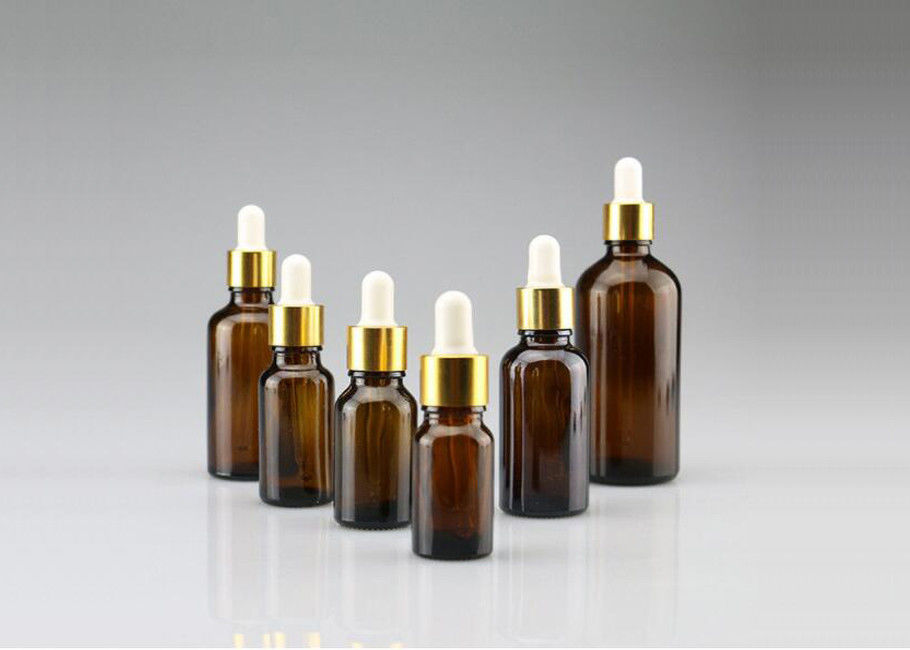 50ml Amber Glass Dropper Bottles Screw Lid For Chemical / Cosmetic Packaging