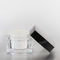 Eco - Friendly Glass Cosmetic Cream Jar Square Shape Clear Body Black Lid